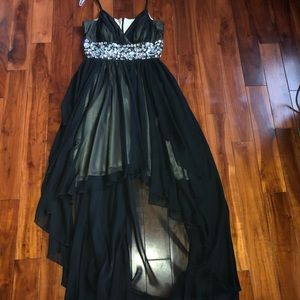Black hi-low prom dress